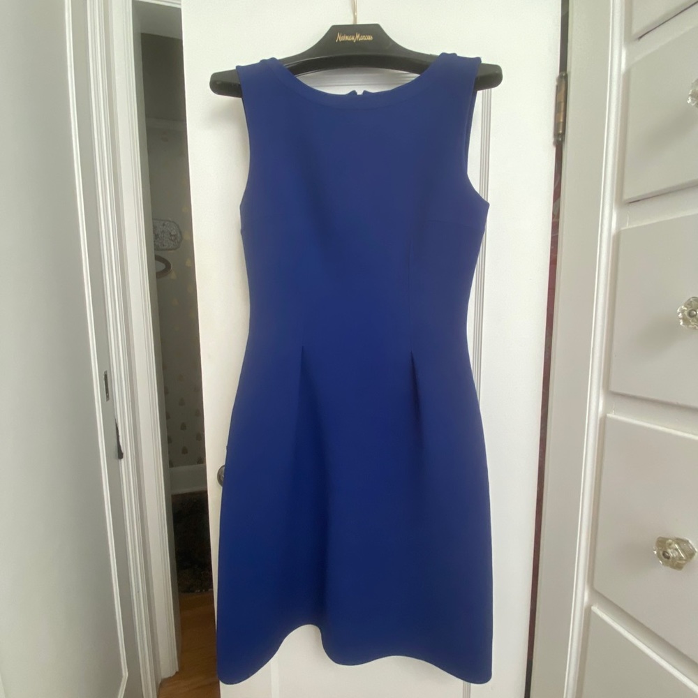 PRADA Wool Dress Twilight Blue Bateau Neck Sz 40